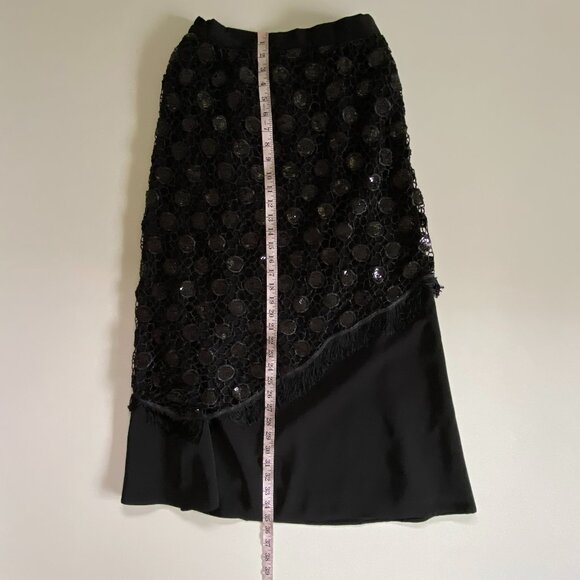 St Anthony Sacari Midi Crochet Sequin Overlay Fringe Skirt - Picture 10 of 13